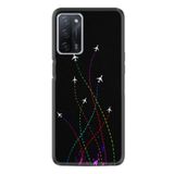 Kılıfland Oppo A55 ile Uyumlu Silikon Kılıf, Desen Özel Seri Line Planet, Siyah