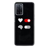 Kılıfland Oppo A55 ile Uyumlu Silikon Kılıf, Desen Özel Seri, Love Brain, Siyah