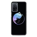 Kılıfland Oppo A55 ile Uyumlu Silikon Kılıf, Desen Özel Seri Love Cats, Siyah