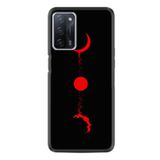 Kılıfland Oppo A55 ile Uyumlu Silikon Kılıf, Desen Özel Seri Red Moon, Siyah
