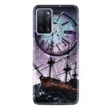 Kılıfland Oppo A55 ile Uyumlu Silikon Kılıf, Desen Özel Seri Time, Mor