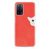 Kılıfland Oppo A55 ile Uyumlu Silikon Kılıf, Kedi Deseni, Kırmızı