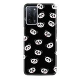 Kılıfland Oppo A55 ile Uyumlu Silikon Kılıf, Panda Suratları Desen, Siyah