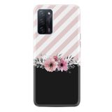 Kılıfland Oppo A55 ile Uyumlu Silikon Kılıf, Resimli Desenli Baskılı, Strip Pink Flowers