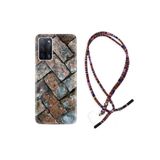 kilifland Oppo A55 uyumlu ile Uyumlu Kılıf Rasta Ipli Boyun Askılı Desenli Silikon Retro Stone 1324