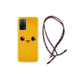 kilifland Oppo A55 Uyumlu ile Uyumlu Kılıf Rasta İpli Boyun Askılı Desenli Silikon Yellow Sweet 1817
