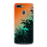 Kılıfland Oppo A5s ile Uyumlu Silikon Kılıf, Çiçek Desen, Turuncu-Yeşil Gradient