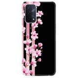 Kılıfland Oppo A74 ile Uyumlu Baskılı Silikon Kılıf, Pembe Çiçek Deseni, Siyah