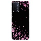 Kılıfland Oppo A74 ile Uyumlu Silikon Kılıf, Baskılı, Çiçek Deseni, Siyah