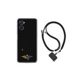 kilifland Oppo A96 ile Uyumlu Kılıf Ipli Boyun Askılı Desenli Silikon Ay Ve Kedi 1683