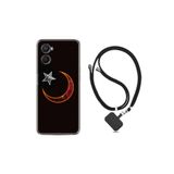 kilifland Oppo A96 ile Uyumlu Kılıf Ipli Boyun Askılı Desenli Silikon Ay Yıldız 1884