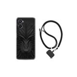 kilifland Oppo A96 ile Uyumlu Kılıf Ipli Boyun Askılı Desenli Silikon Black Fox 1325