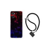 kilifland Oppo A96 ile Uyumlu Kılıf Ipli Boyun Askılı Desenli Silikon Blue Red Fire 1637