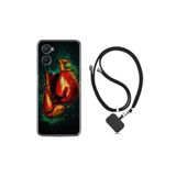 kilifland Oppo A96 ile Uyumlu Kılıf Ipli Boyun Askılı Desenli Silikon Boks Eldiveni 1763