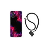 kilifland Oppo A96 ile Uyumlu Kılıf Ipli Boyun Askılı Desenli Silikon Boyalar 1663
