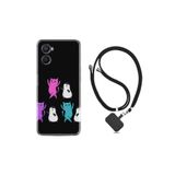 kilifland Oppo A96 ile Uyumlu Kılıf Ipli Boyun Askılı Desenli Silikon Cat Dance 1824