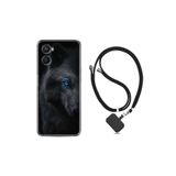 kilifland Oppo A96 ile Uyumlu Kılıf Ipli Boyun Askılı Desenli Silikon Dark Wolfs 1834