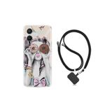 kilifland Oppo A96 ile Uyumlu Kılıf Ipli Boyun Askılı Desenli Silikon Donut Girl 1408