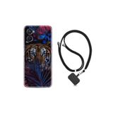 kilifland Oppo A96 ile Uyumlu Kılıf Ipli Boyun Askılı Desenli Silikon Flowers Tiger 1319