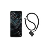 kilifland Oppo A96 ile Uyumlu Kılıf Ipli Boyun Askılı Desenli Silikon Foid Green 1643