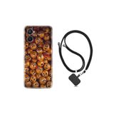 kilifland Oppo A96 ile Uyumlu Kılıf Ipli Boyun Askılı Desenli Silikon Gold Emoji 1877