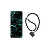kilifland Oppo A96 ile Uyumlu Kılıf Ipli Boyun Askılı Desenli Silikon Green Thunder 1693