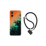 kilifland Oppo A96 ile Uyumlu Kılıf Ipli Boyun Askılı Desenli Silikon Güzel Çiçekler 1712