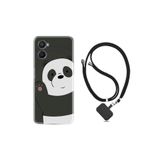 kilifland Oppo A96 ile Uyumlu Kılıf Ipli Boyun Askılı Desenli Silikon Hello Panda 1709