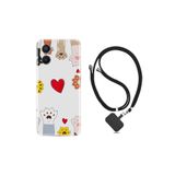 kilifland Oppo A96 ile Uyumlu Kılıf Ipli Boyun Askılı Desenli Silikon Kedilerin Aşkı 1903