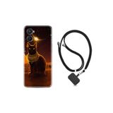 kilifland Oppo A96 ile Uyumlu Kılıf Ipli Boyun Askılı Desenli Silikon Kraliçe Kedi 1873