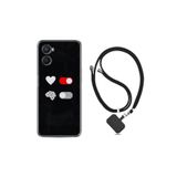 kilifland Oppo A96 ile Uyumlu Kılıf Ipli Boyun Askılı Desenli Silikon Love Brain 1722