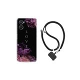 kilifland Oppo A96 ile Uyumlu Kılıf Ipli Boyun Askılı Desenli Silikon Love Flow 1664