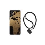 kilifland Oppo A96 ile Uyumlu Kılıf Ipli Boyun Askılı Desenli Silikon Map Planet 1656
