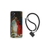 kilifland Oppo A96 ile Uyumlu Kılıf Ipli Boyun Askılı Desenli Silikon Moons 1355