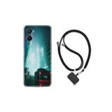 kilifland Oppo A96 ile Uyumlu Kılıf Ipli Boyun Askılı Desenli Silikon Night Cars 1619