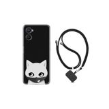 kilifland Oppo A96 ile Uyumlu Kılıf Ipli Boyun Askılı Desenli Silikon Pandemi Cat 1729