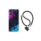 kilifland Oppo A96 ile Uyumlu Kılıf Ipli Boyun Askılı Desenli Silikon Petek 1825