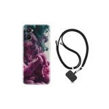 kilifland Oppo A96 ile Uyumlu Kılıf Ipli Boyun Askılı Desenli Silikon Pink Green Cloud 1306