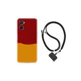 kilifland Oppo A96 ile Uyumlu Kılıf Ipli Boyun Askılı Desenli Silikon Sarı Kırmızı Boya 1708