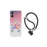 kilifland Oppo A96 ile Uyumlu Kılıf Ipli Boyun Askılı Desenli Silikon Sweety Unicorn 1737