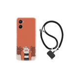 kilifland Oppo A96 ile Uyumlu Kılıf Ipli Boyun Askılı Desenli Silikon Three Hand 1818