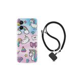kilifland Oppo A96 ile Uyumlu Kılıf Ipli Boyun Askılı Desenli Silikon Unicorn Mektup 1800