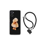 kilifland Oppo A96 ile Uyumlu Kılıf Ipli Boyun Askılı Desenli Silikon Üzgün Ördek 1685