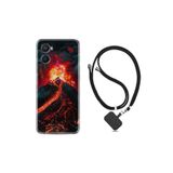 kilifland Oppo A96 ile Uyumlu Kılıf Ipli Boyun Askılı Desenli Silikon Yanardağ 1611