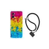 kilifland Oppo A96 ile Uyumlu Kılıf Ipli Boyun Askılı Desenli Silikon Yapraklar 1634