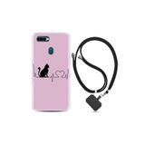 kilifland Oppo Ax7 ile Uyumlu Kılıf Desenli Silikon Boyun Askılı Pink Cat Heart 1303