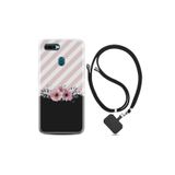 kilifland Oppo Ax7 ile Uyumlu Kılıf Desenli Silikon Boyun Askılı Strip Pink Flowers 1396