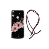 kilifland Oppo Ax7 ile Uyumlu Kılıf Rasta Ipli Boyun Askılı Desenli Silikon Siyah Şerit Mermer 1298