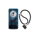 kilifland Oppo Ax7 ile Uyumlu Kılıf Resimli Desenli Silikon Boyun Askılı Moon Wolf 1820