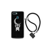 kilifland Oppo Ax7 ile Uyumlu Kılıf Resimli Desenli Silikon Boyun Askılı Panda Moon 18mate10lite